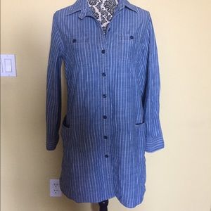 Lucky Brand stripe chambray dress small