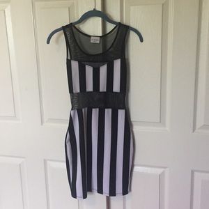 LA Hearts Mesh Striped Bodycon Dress