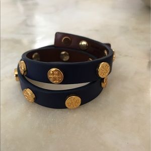 Navy Tory Burch Wrap Bracelet