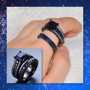 JUST IN🆕 2pc Black Gold Filled Blue Topaz Set