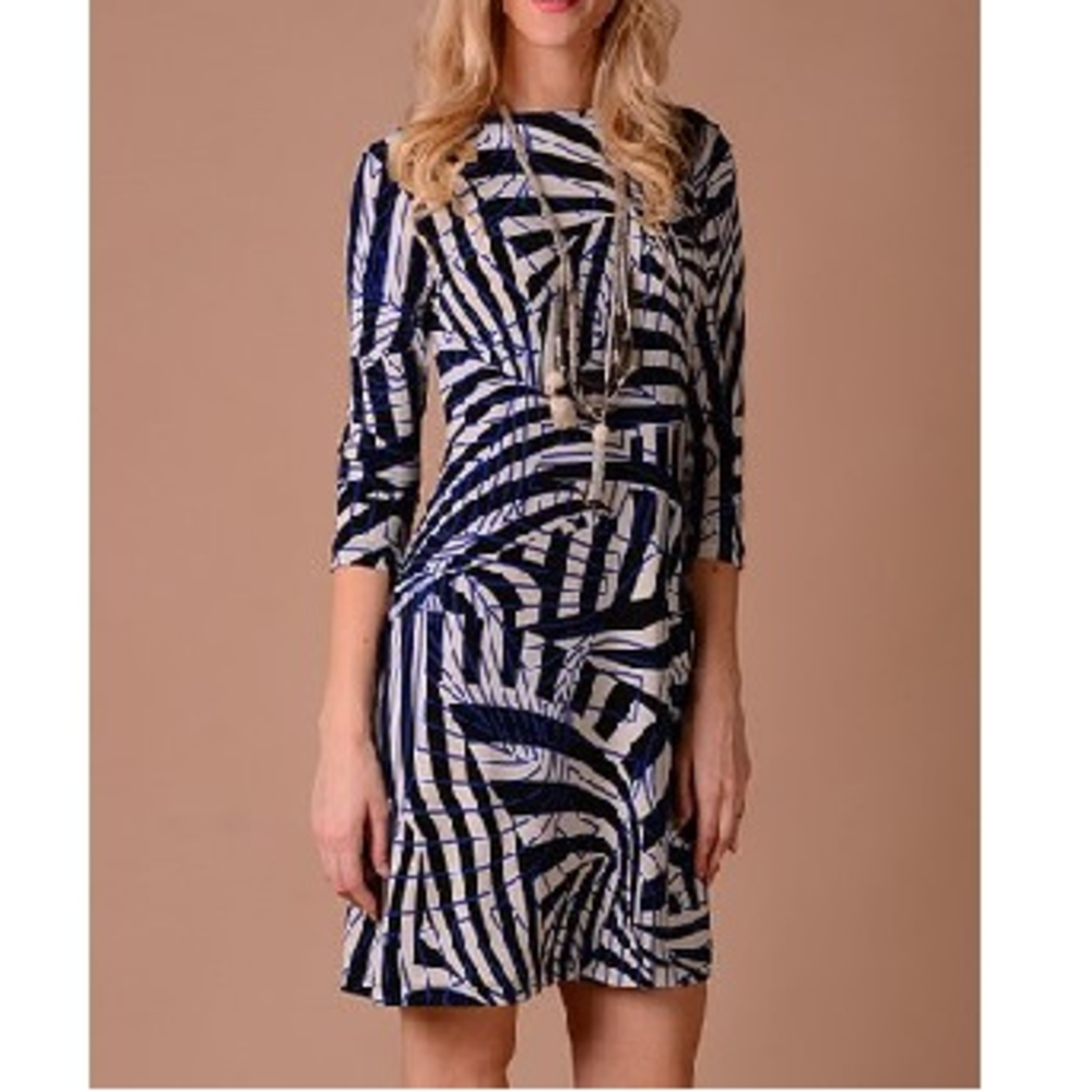 Navy & Ivory Geometric Sheath Dress