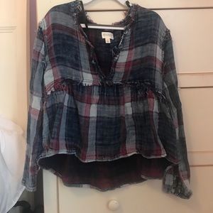 blue and red plaid shirt