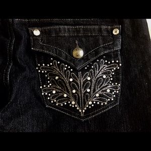 denim jeans rhinestone pockets-like new blue jeans size 8