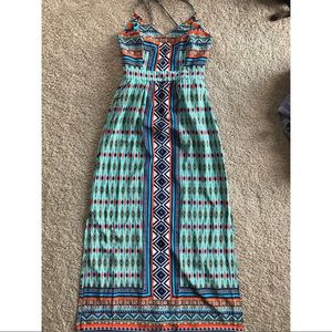 Francesca's aztec bright color print maxi