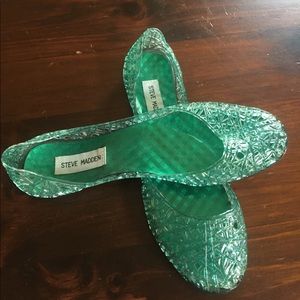 Steve Madden aqua green jelly flats