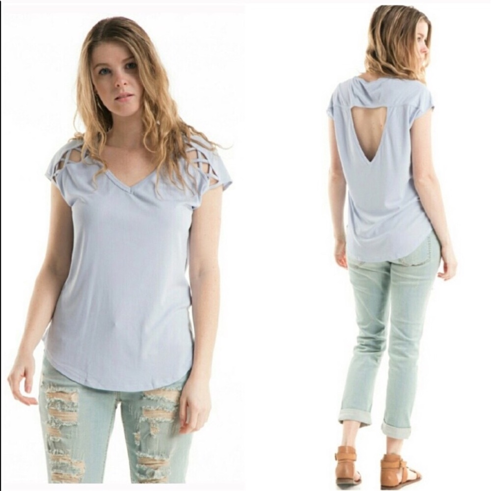 Lilac Grey Strappy Detail Open Back Top $11 - Picture 2 of 6