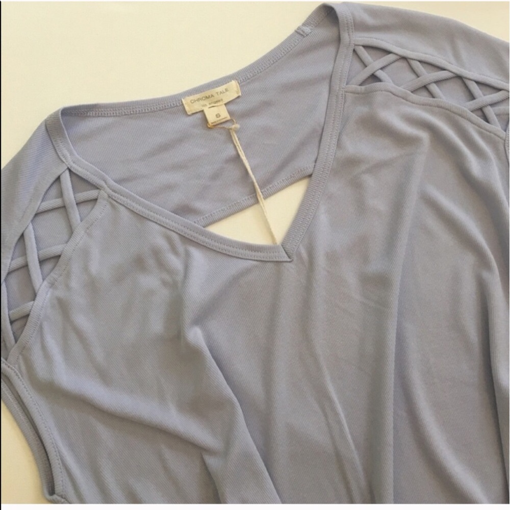 Lilac Grey Strappy Detail Open Back Top $11 - Picture 3 of 6