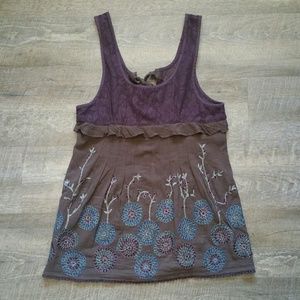 Sold  Free people embroidered open back tank
