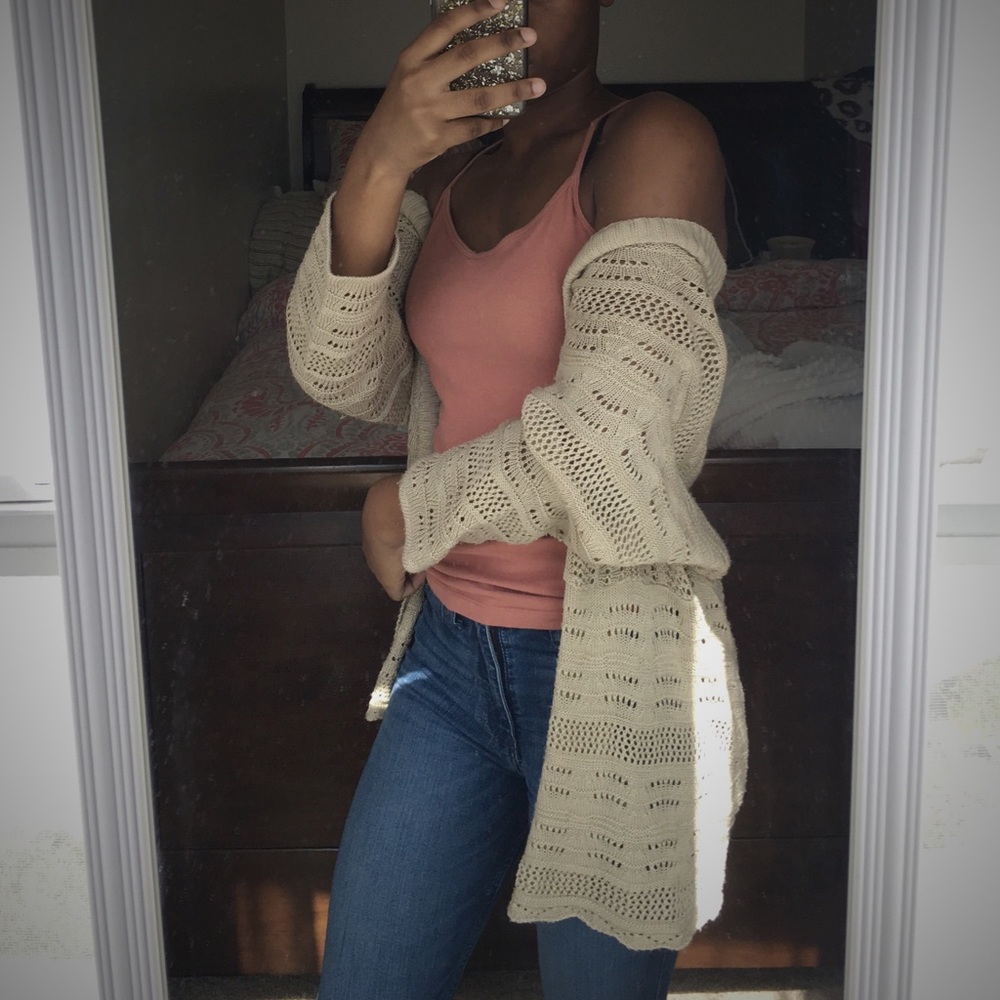 tan long cardigan