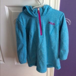 Kids Hooded Blue and Purple Quarter Zip Sweater