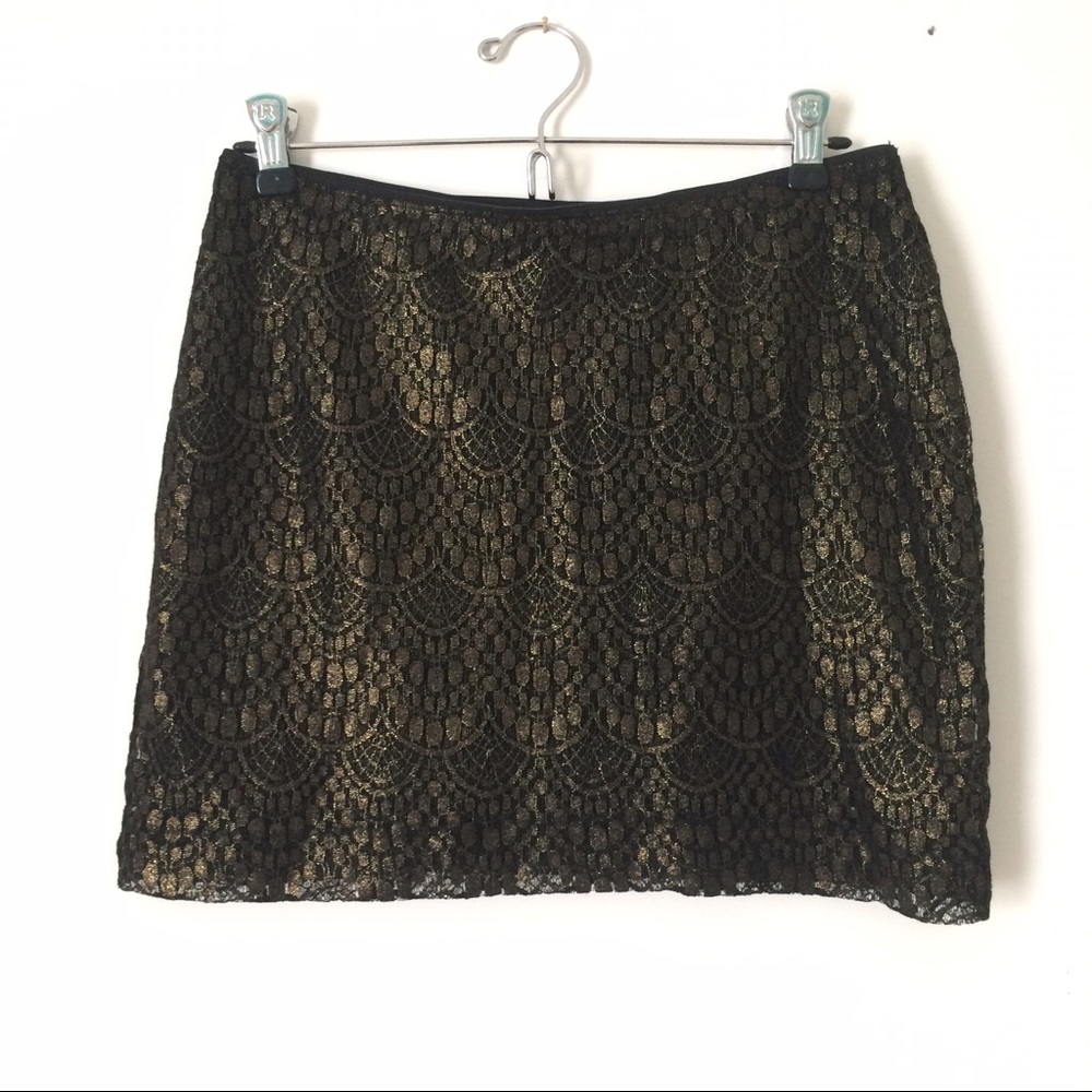 Express Black Lace Miniskirt w/ Gold Accent