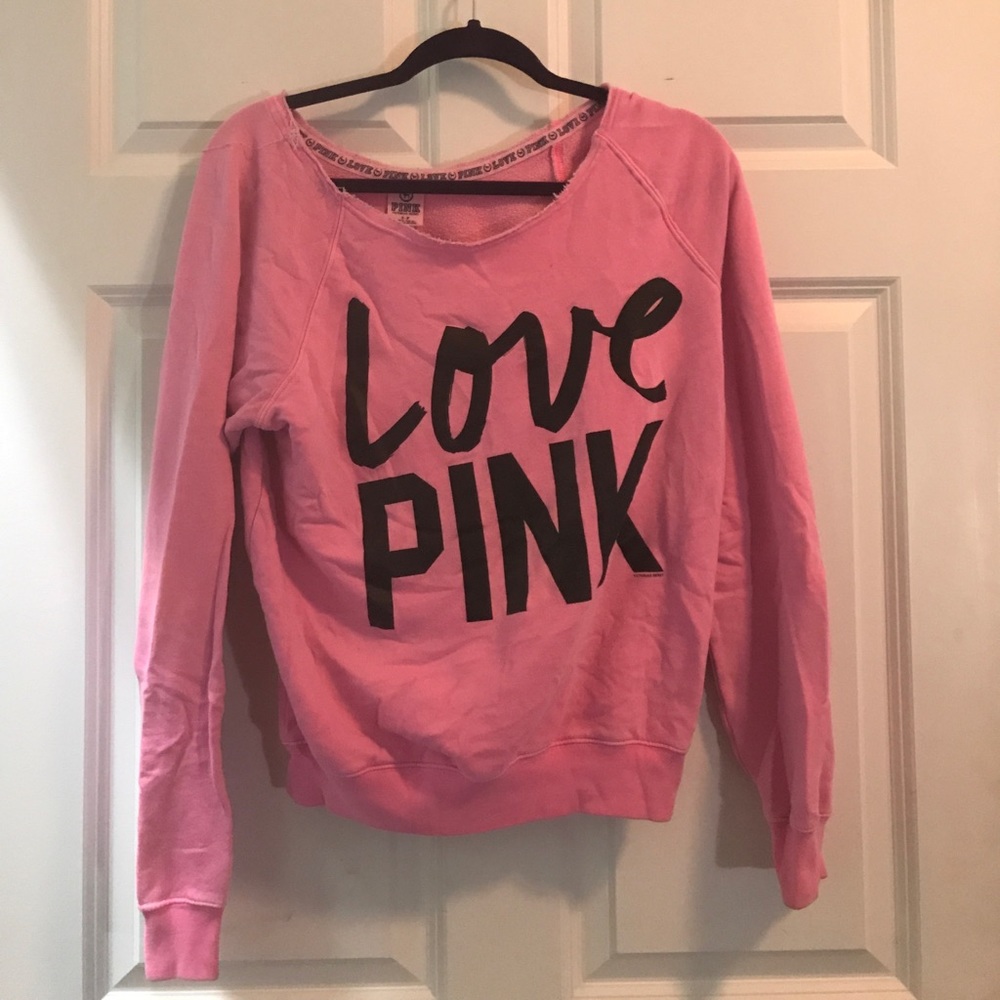 PINK off the shoulder crew neck