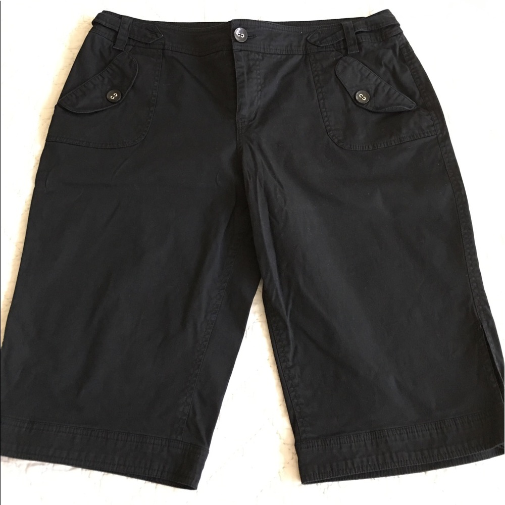 Black Bermuda style shorts