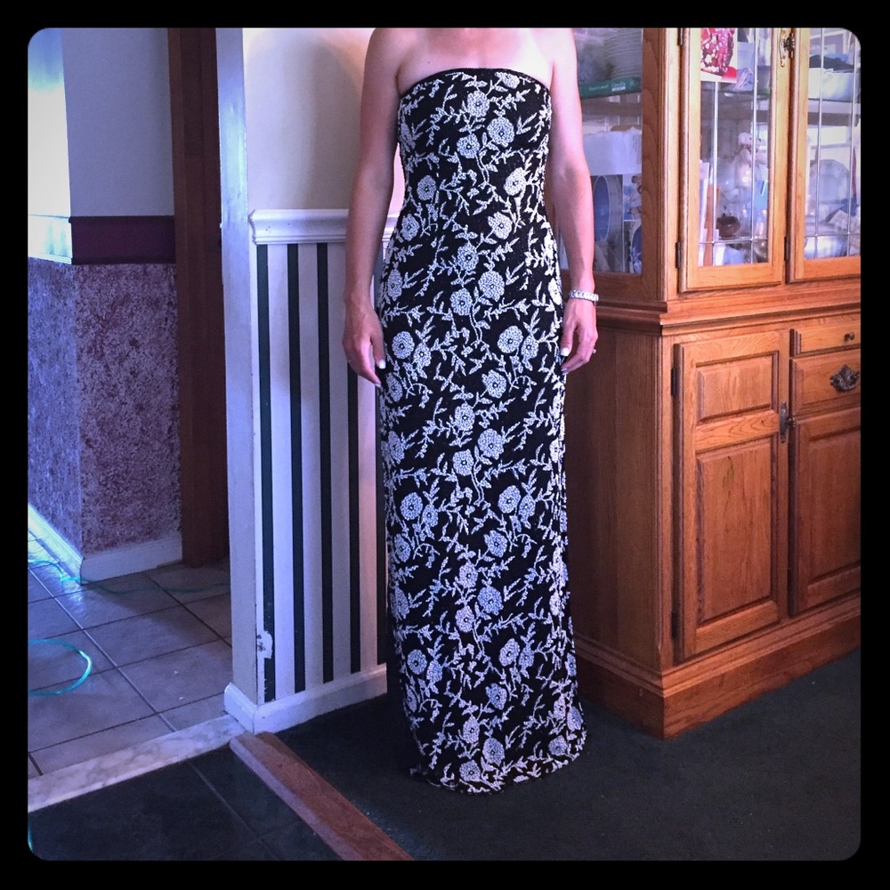 Black and White beaded gown