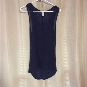 Long see through tank with gathered back
