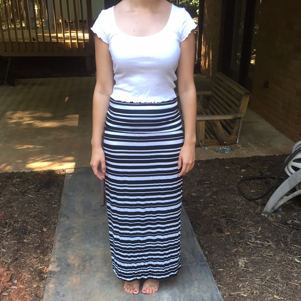a.n.a white and black striped maxi skirt!