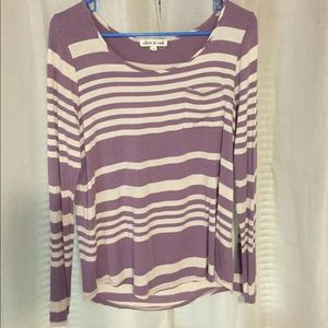 Long sleeve high low striped top