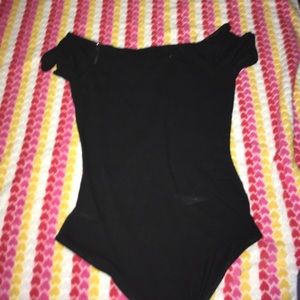 Black off the shoulder body suit