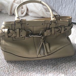 Coach beige Hampton braid handbag