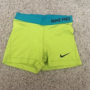 Lime green and blue Nike Pros!
