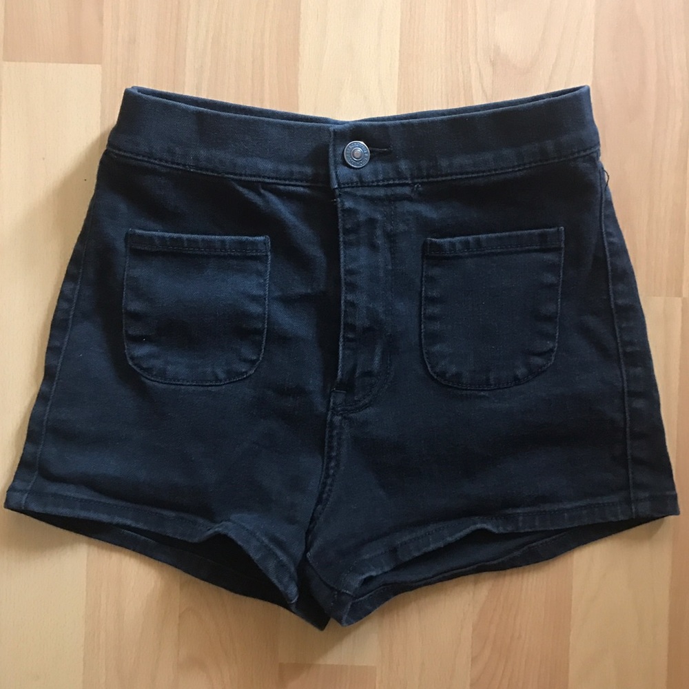 Abercrombie & Fitch black high-waisted jean shorts