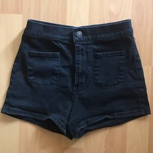 Abercrombie & Fitch black high-waisted jean shorts