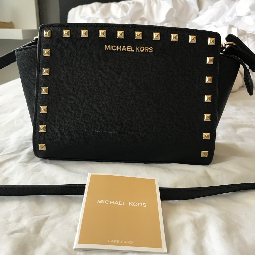 *SOLD* Black Studded MICHAEL KORS Selma Messenger