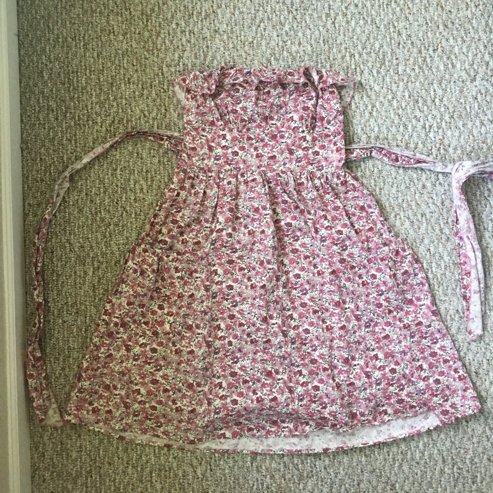 Vintage strapless flowery dress with pockets