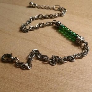 Silver and green bracelet