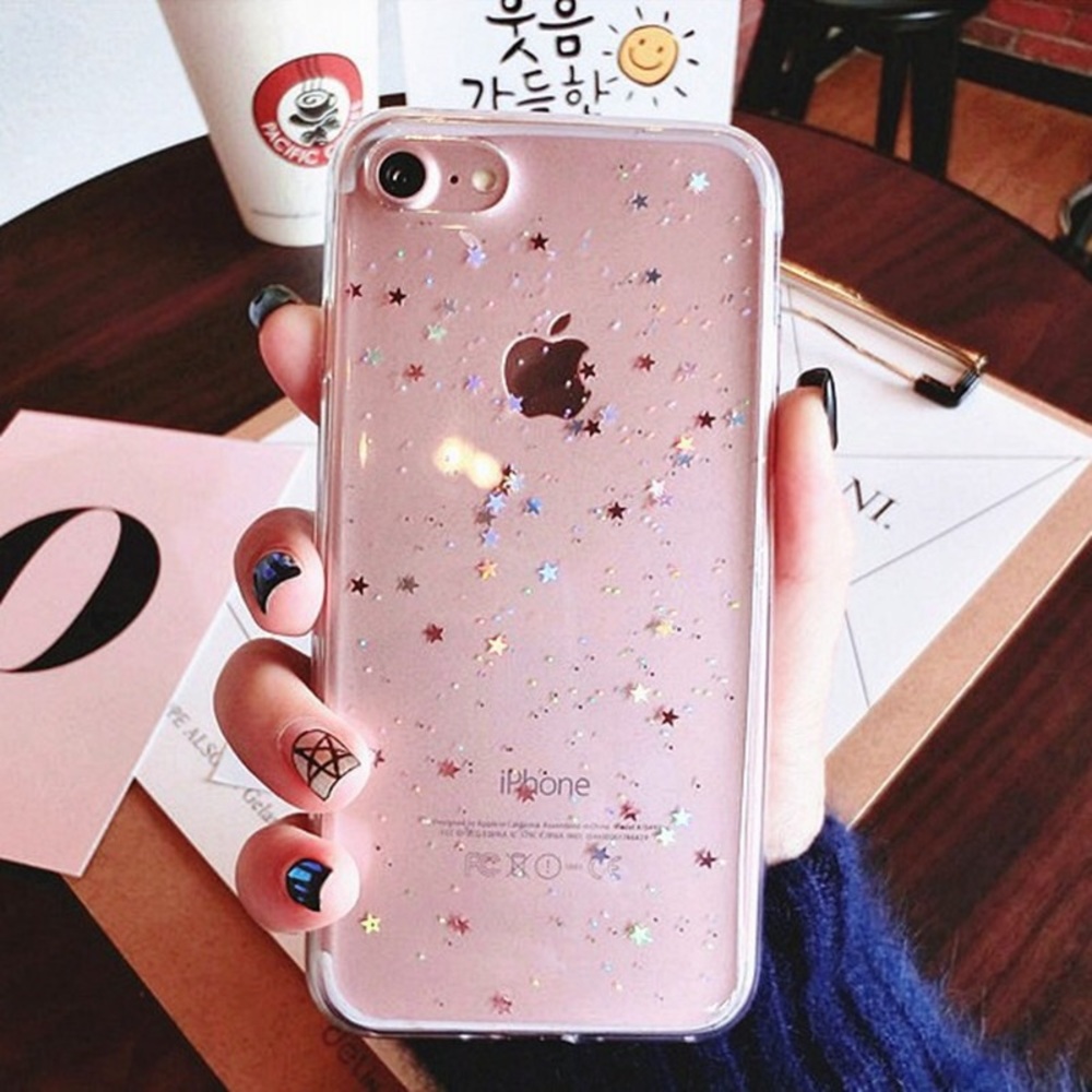 iPhone holographic star clear case