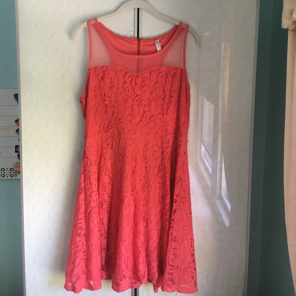Coral lace dress