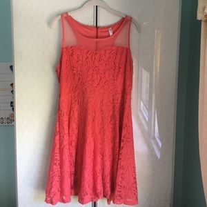 Coral lace dress