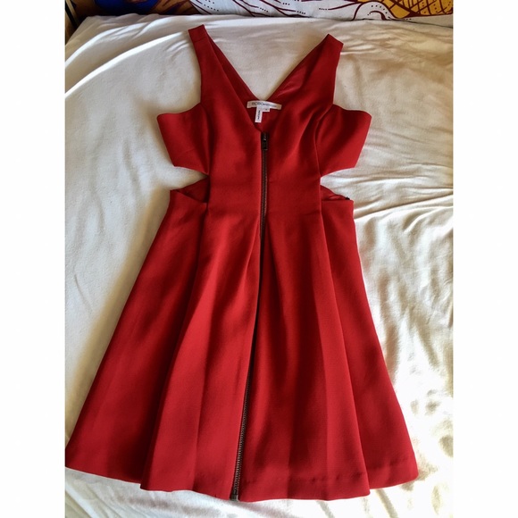 Red Cutout Cocktail Dress - Picture 2 of 4