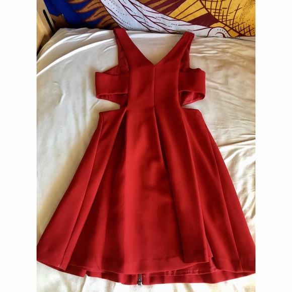 Red Cutout Cocktail Dress - Picture 3 of 4