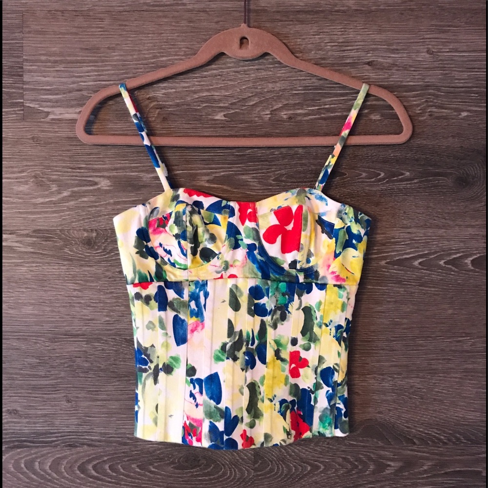 Alice + Olivia Bustier Floral Top