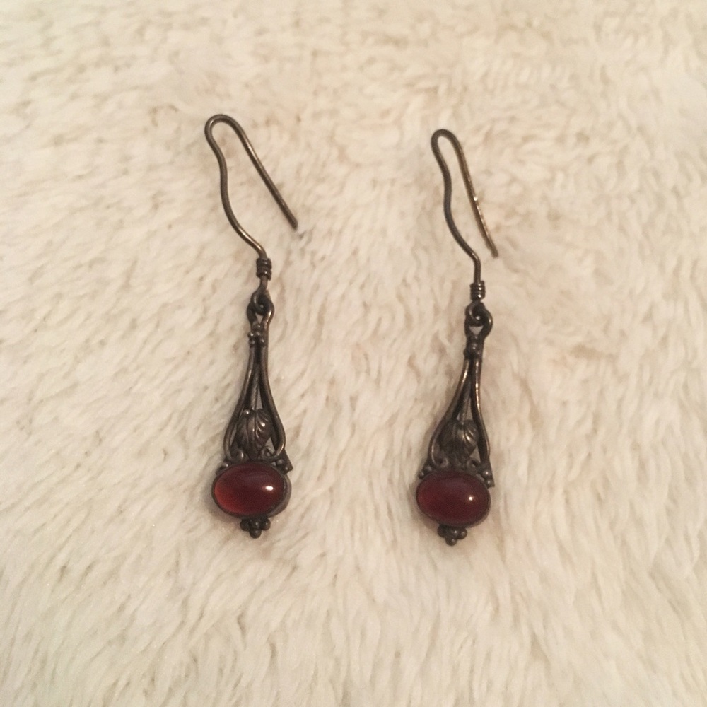 Vintage drop earrings with orange stone