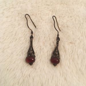 Vintage drop earrings with orange stone