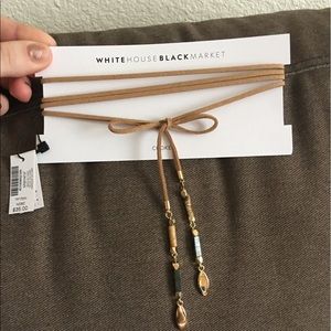 Tan choker with semi-precious stones