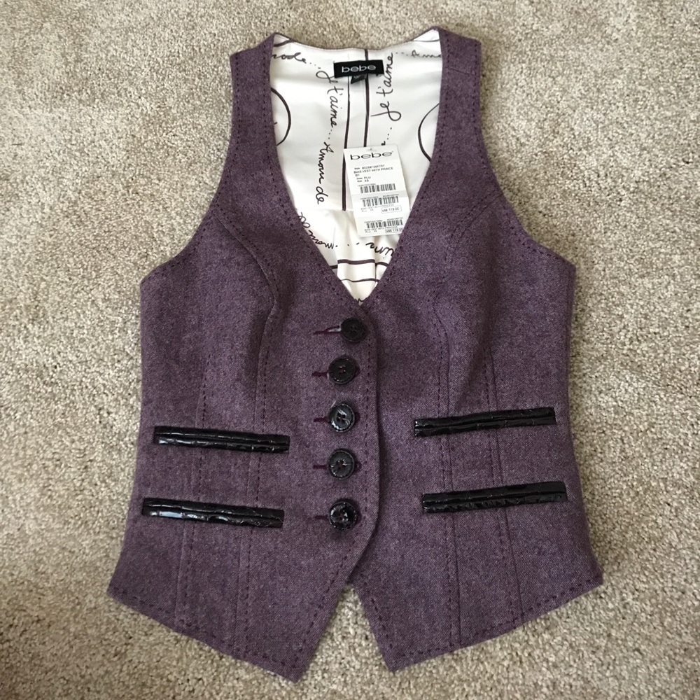 Bebe Purple Button up Vest
