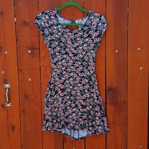 Pink Floral Cut Out Back Skater Dress