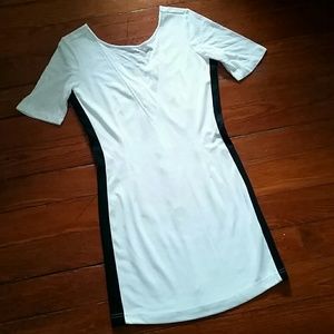 White Dress with Black Side Stripe