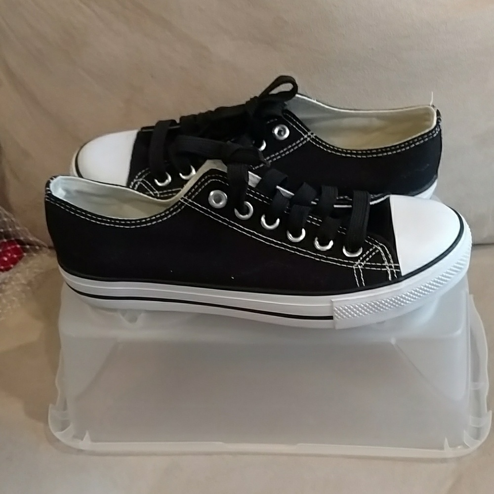 Black and White Converse Style Sneakers
