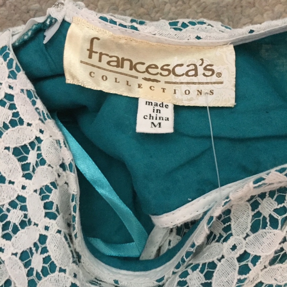 Francesca's lace white & teal dress - Picture 3 of 8