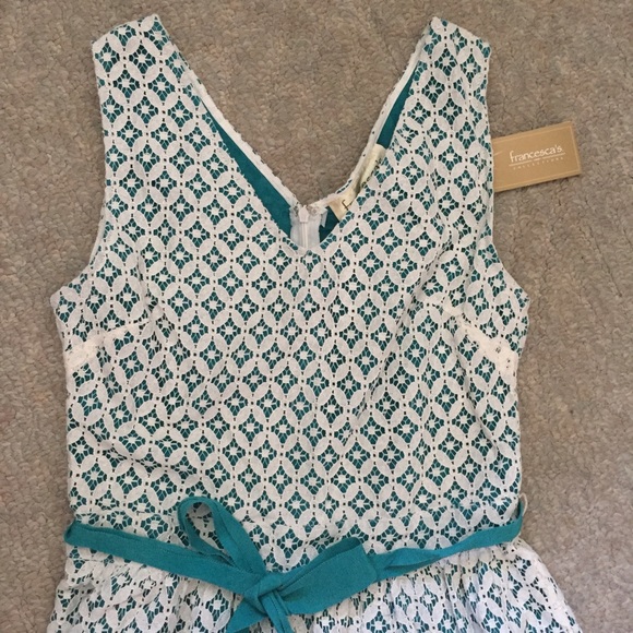 Francesca's lace white & teal dress - Picture 5 of 8