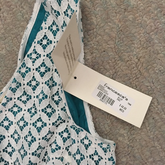 Francesca's lace white & teal dress - Picture 7 of 8