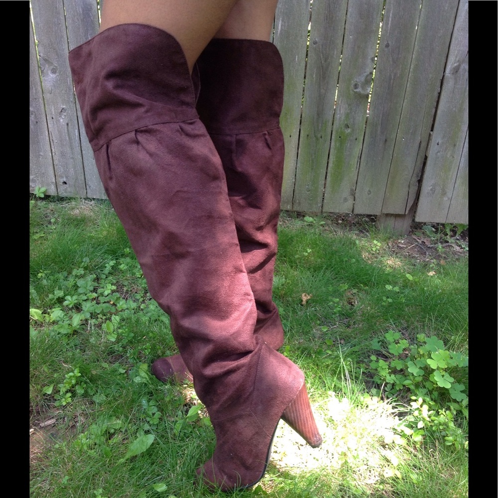 NWOT Brown Suede Knee-High Boots