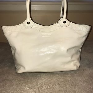 Coach white patent leather bag