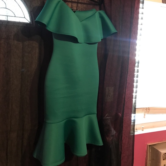 Teal stretchy stylish dress - Picture 3 of 3