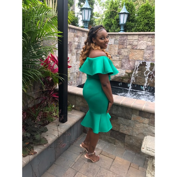 Teal stretchy stylish dress - Picture 1 of 3