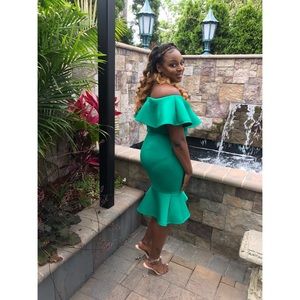 Teal stretchy stylish dress